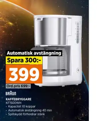 Power Braun kaffebryggare erbjuda