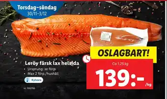 Lidl Leröy färsk lax helsida erbjuda
