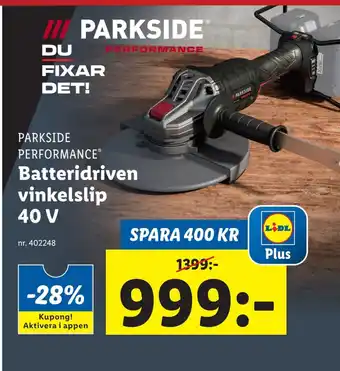 Lidl Batteridriven vinkelslip 40 v erbjuda