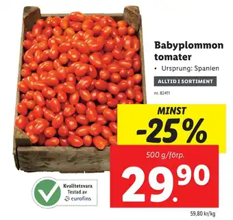Lidl Babyplommon tomater erbjuda