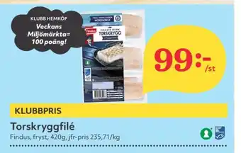 Hemköp Findus torskfilé erbjuda