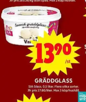 ICA Maxi Sia gräddglass erbjuda
