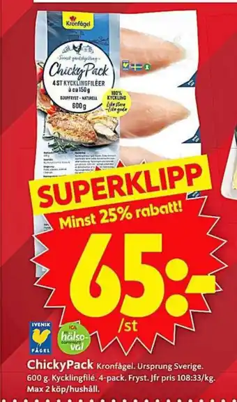 ICA Supermarket Kronfågel kycklingfilé erbjuda