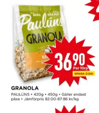 Willys Paulùns granola erbjuda