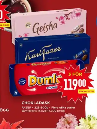 Willys Karl fazer chokladask erbjuda