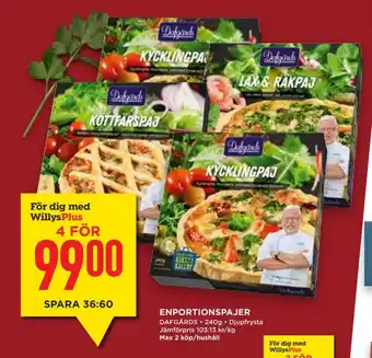 Willys Hemma Dafgårds matpajer erbjuda