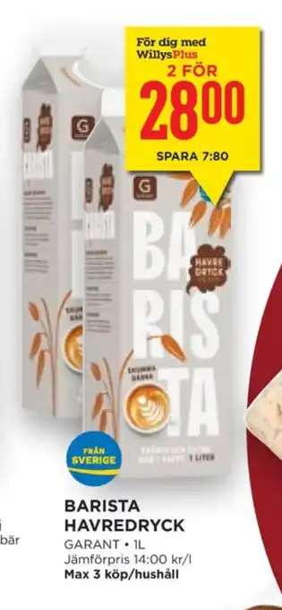 Willys Hemma Barista havredryck erbjuda