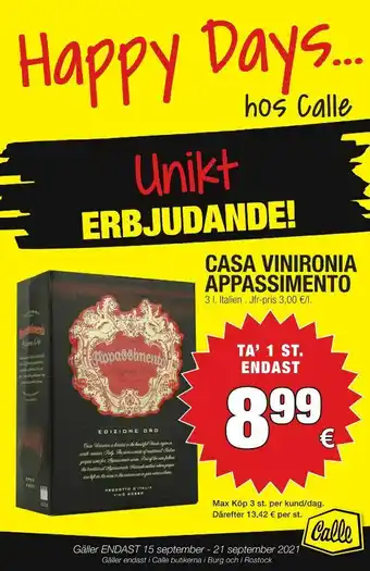 Calle Röd Vin erbjuda