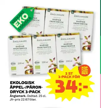 Stora Coop Ekologisk äppel-/pärondryck 3-pack erbjuda