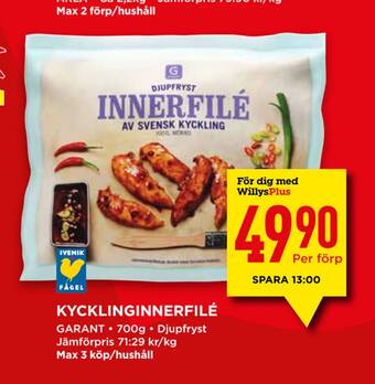 Willys Kycklinginnerfilé erbjuda