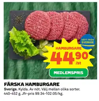 Färska hamburgare