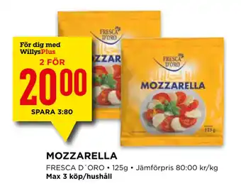 Willys Mozzarella erbjuda