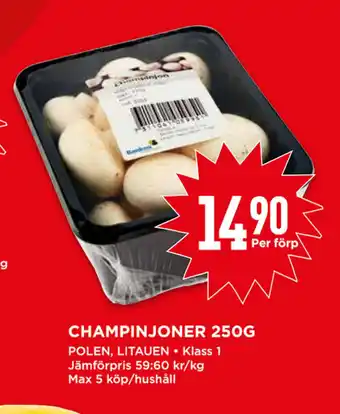 Willys Champinjoner 250g erbjuda