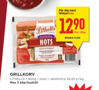 Willys Hemma Grillkorv erbjuda