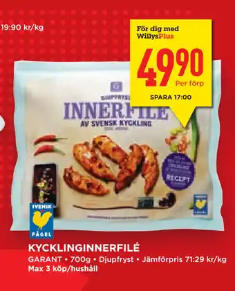 Willys Hemma Kycklinginnerfilé erbjuda