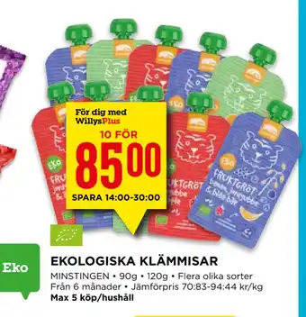Willys Ekologiska klämmisar erbjuda