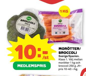 Coop Forum Morötter/ broccoli erbjuda