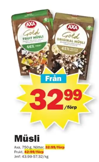 Pekås Gold fruit müsli erbjuda
