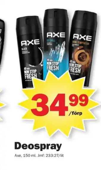 Pekås Axe deodorant spray erbjuda
