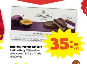 Stora Coop Anthon berg marsipantårtor plommon i madeira erbjuda