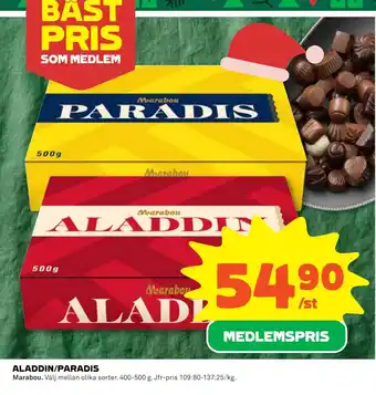 Coop Daglivs Aladdin/paradis erbjuda