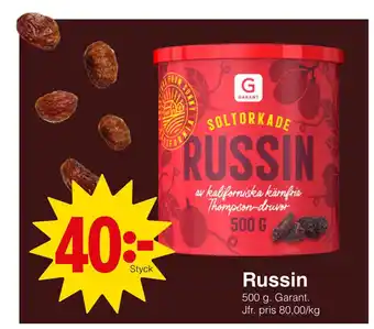 Matöppet Russin erbjuda