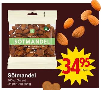 Matöppet Sötmandel erbjuda