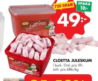 ÖoB Cloetta juleskum erbjuda