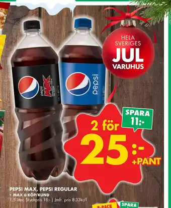ÖoB Pepsi max, pepsi regular - max 6 köp/kund erbjuda