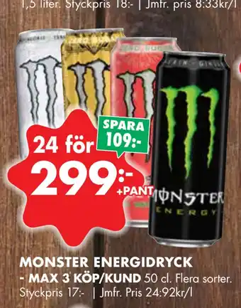 ÖoB Monster energidryck - max 3 köp/kund erbjuda