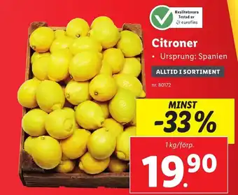 Lidl Citroner erbjuda