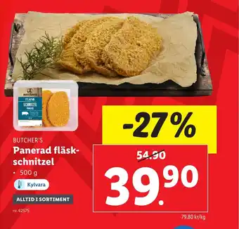 Lidl BUTCHER'S Panerad fläsk- schnitzel erbjuda