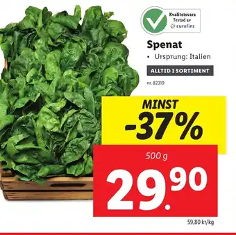 Lidl Spenat erbjuda