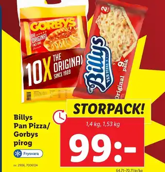 Lidl Billys Pan Pizza/ Gorbys pirog erbjuda