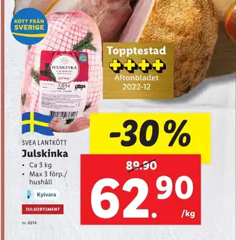 Lidl SVEA LANTKÖTT Julskinka erbjuda