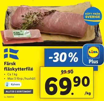 Lidl Färsk fläskytterfilé erbjuda