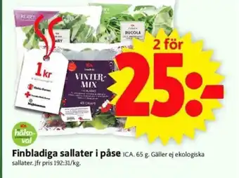 ICA Supermarket Finbladiga sallater i påse ICA erbjuda