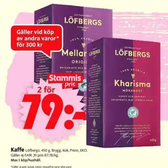 ICA Supermarket Kaffe Löfbergs. 450 g erbjuda