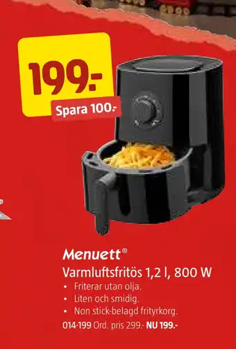 Jula Varmluftsfritös 1,2 l, 800 w erbjuda