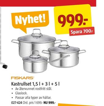 Jula Kastrullset 1,5 l + 3 l + 5 l erbjuda