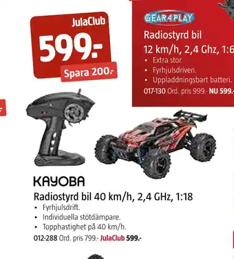 Jula Radiostyrd bil 40 km/h, 2,4 ghz, 1,18 erbjuda