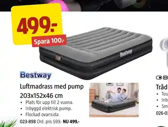 Jula Luftmadrass med pump 203x152x46 cm erbjuda