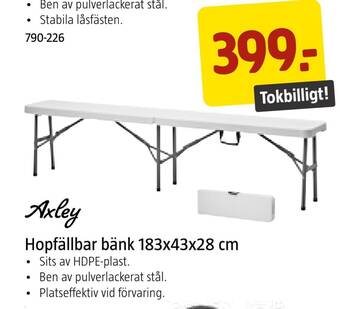 Jula Hopfällbar bänk 183x43x28 cm erbjuda