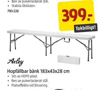 Jula Hopfällbar bänk 183x43x28 cm erbjuda