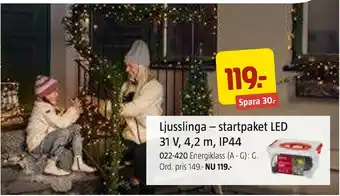 Jula Ljusslinga - startpaket led 31 v, 4,2 m, ip44 erbjuda