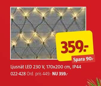 Jula Ljusnät led 230 v, 170x200 cm, ip44 022-428 erbjuda