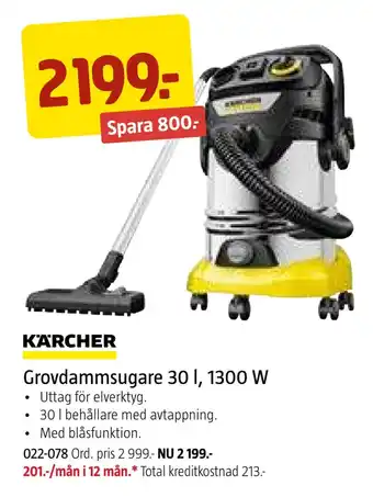 Jula Grovdammsugare 30 l, 1300 w erbjuda