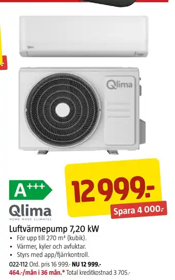 Jula Luftvärmepump 7,20 kw erbjuda