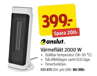 Jula Värmefläkt 2000 w erbjuda