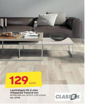 Byggmax Laminatgolv ek 2-stav vitlaserad trend 8 mm erbjuda
